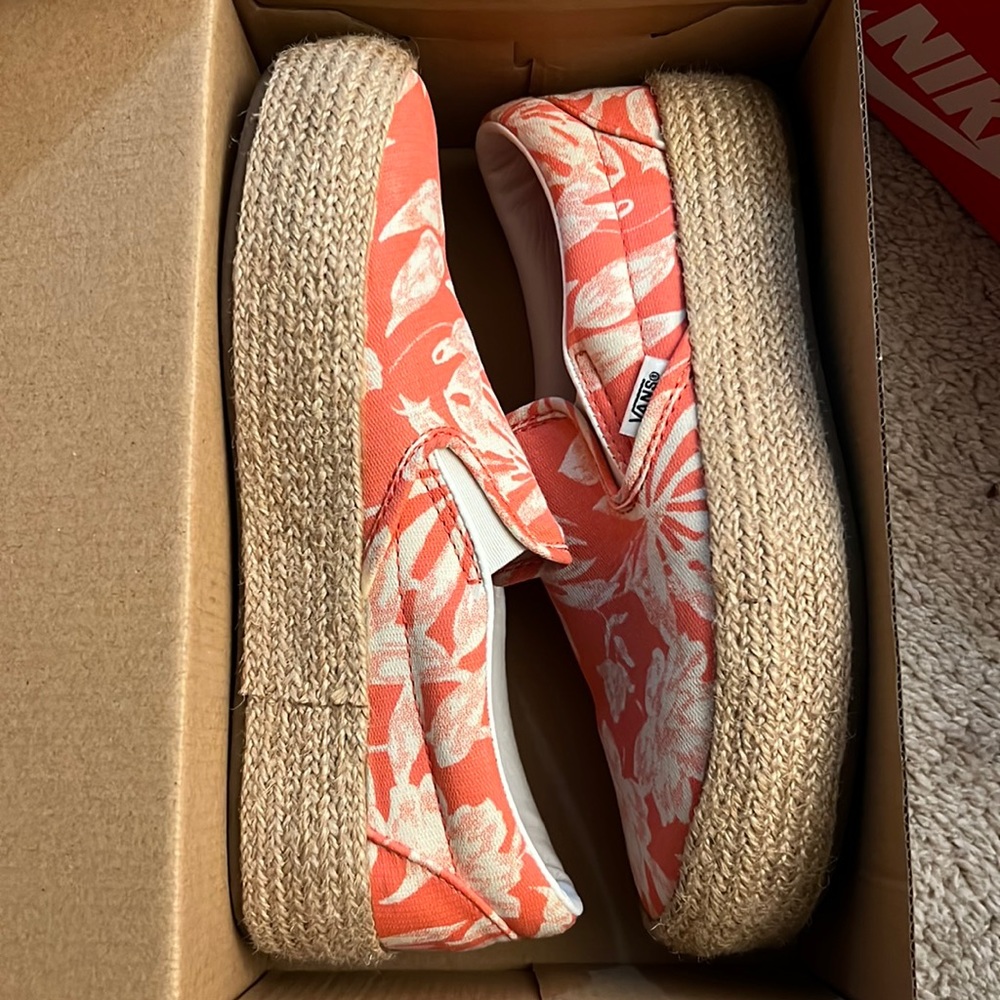 Vans Slip On Platform Coral Floral Linen